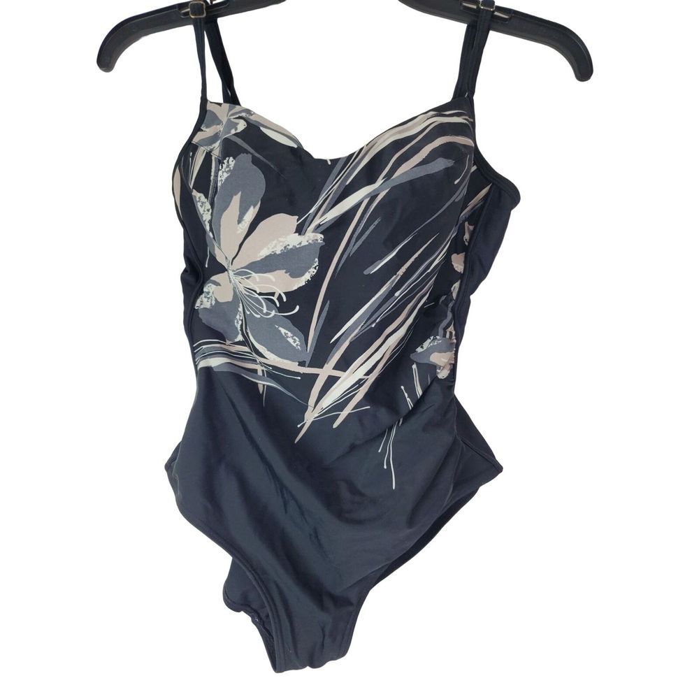 Christina Womens Black Floral One-Piece Swimsuit Size 6 Bathing Suit GUC‎
